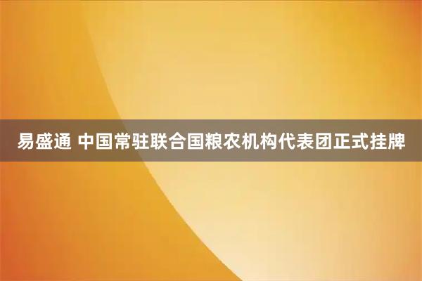 易盛通 中国常驻联合国粮农机构代表团正式挂牌
