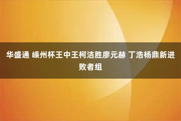 华盛通 嵊州杯王中王柯洁胜廖元赫 丁浩杨鼎新进败者组